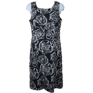 Brooks Brothers Blue Floral Square Neckline Sleeveless Zipper Back Shift Dress